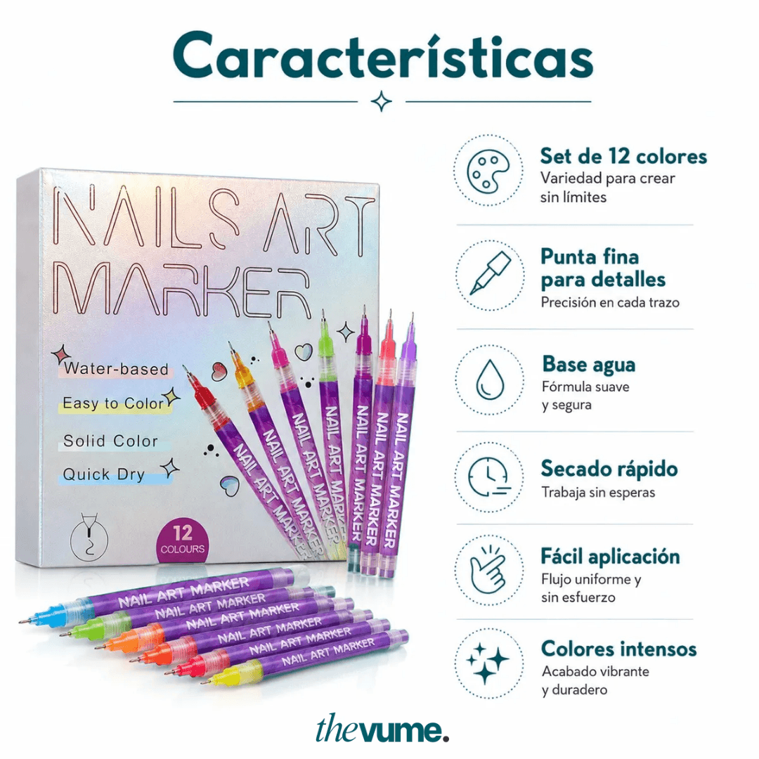 ManiCute - Set de 12 marcadores para Nail Art