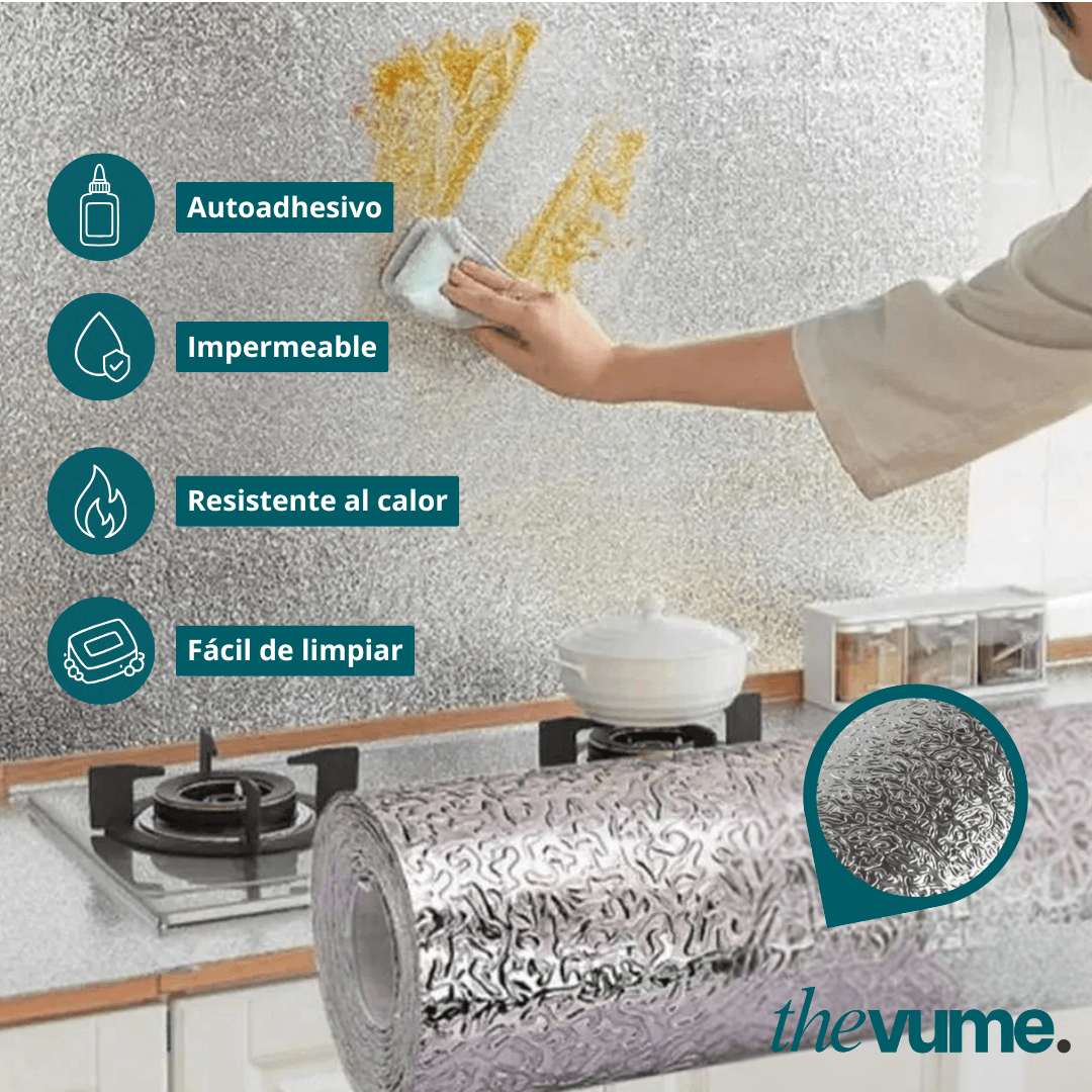 SilverClean - Aluminio Autoadhesivo de Cocina