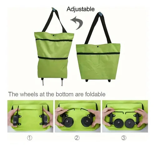 CartFlex - De bolsa a carrito en un cierre, bolso plegable 2 en 1