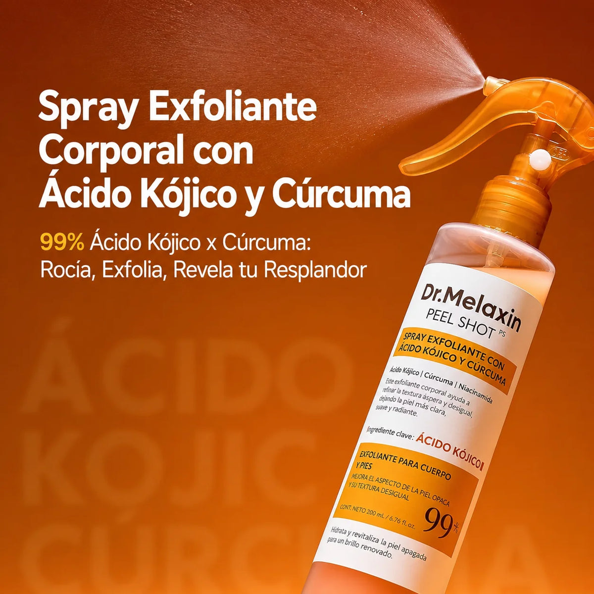 Dr. Melaxin - Spray Exfoliante Corporal Ácido Kójico + Cúrcuma 200ml