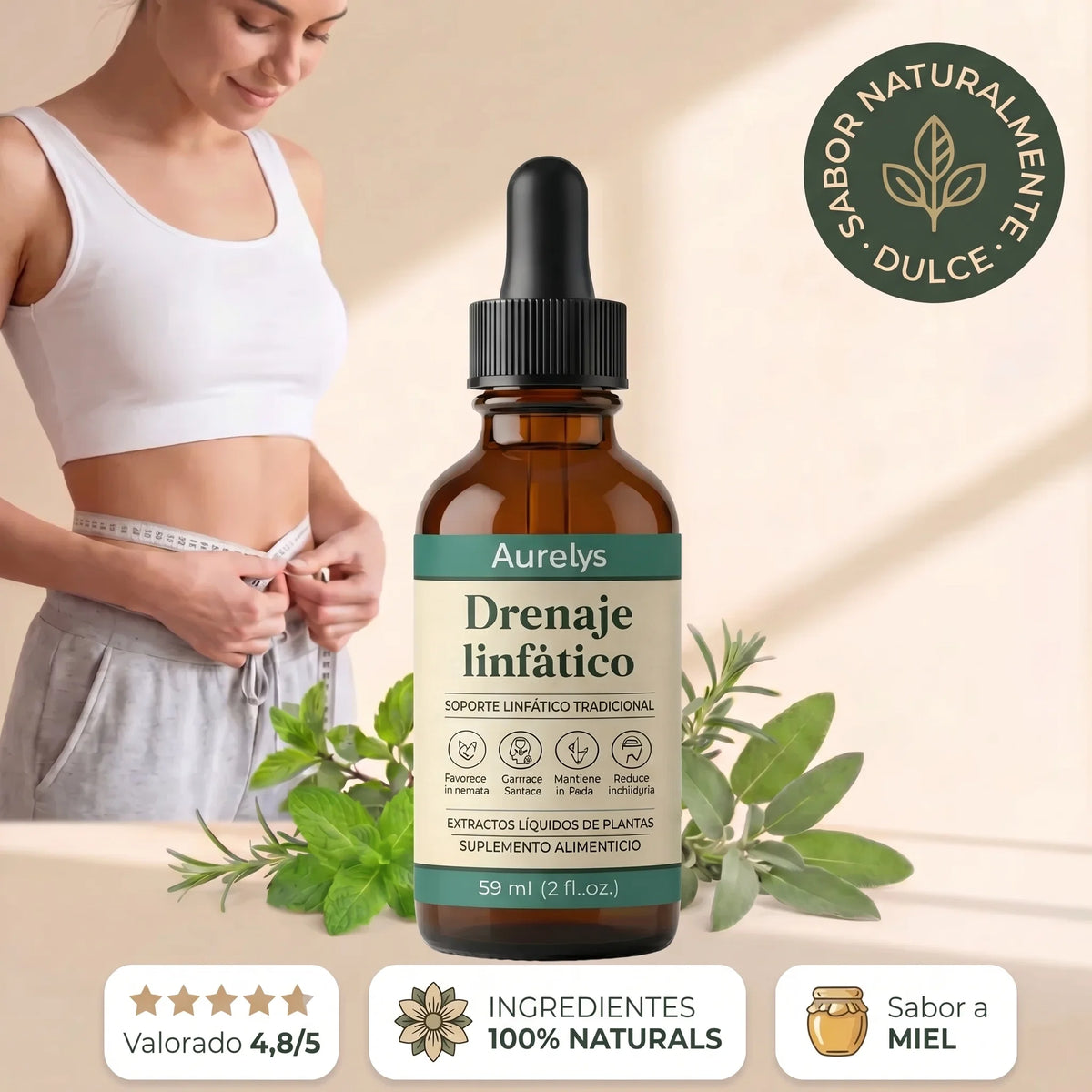 Drenaje Linfático Aurelys  - Drena Naturalmente la Hinchazón del Rostro, Abdomen y Piernas